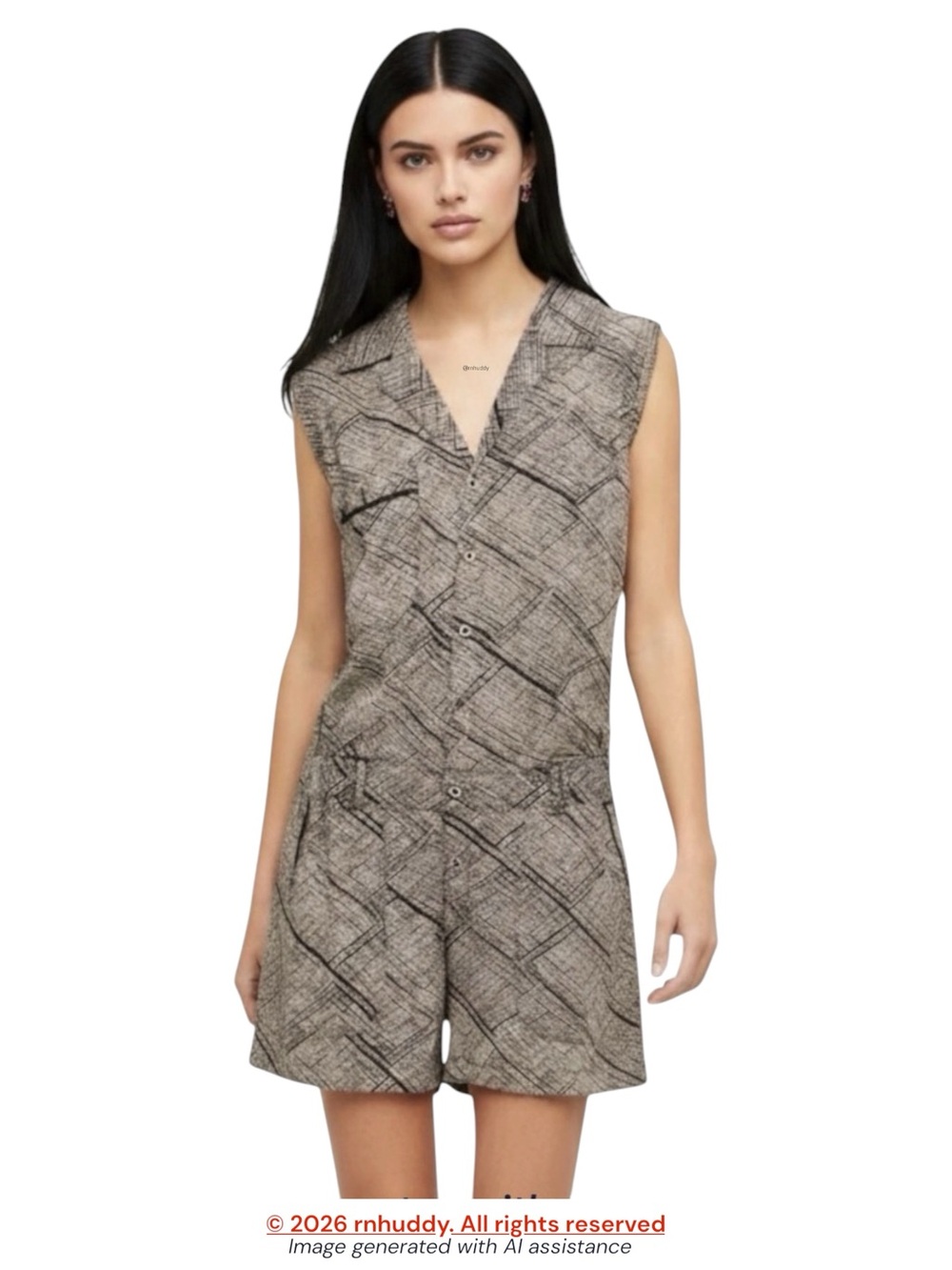 Anthropologie Hei Hei M printed sleeveless romper